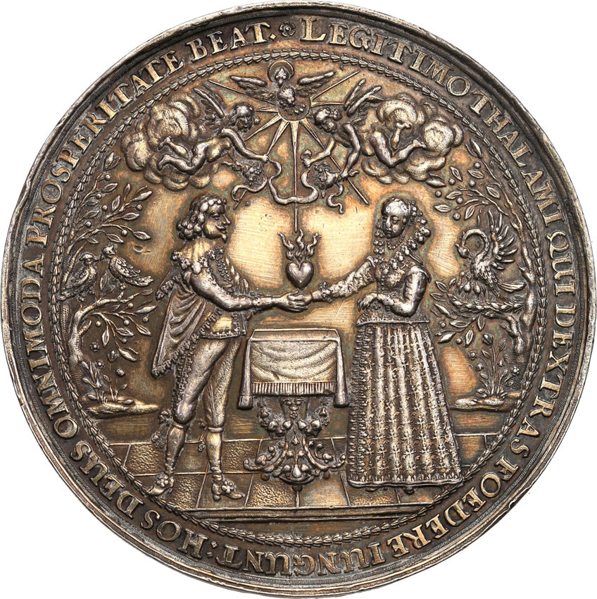 Władysław IV Waza. Medal zaślubinowy,  Jan Höhn, Gdańsk, srebro